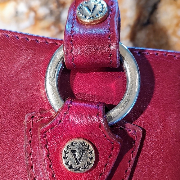 Valentina genuine red leather bag, made in Italy. Beautiful pre-owned purse. - Picture 9 of 16